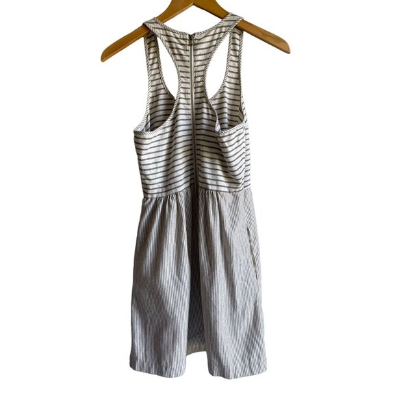 LOU & GREY Cream Striped Sleeveless Racerback A-Line Knee Length Dress Size 2 - Picture 3 of 8